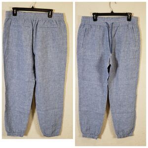Athleta Chambray Linen Joggers Light Blue Women’s Size 12 Drawstring Travel C